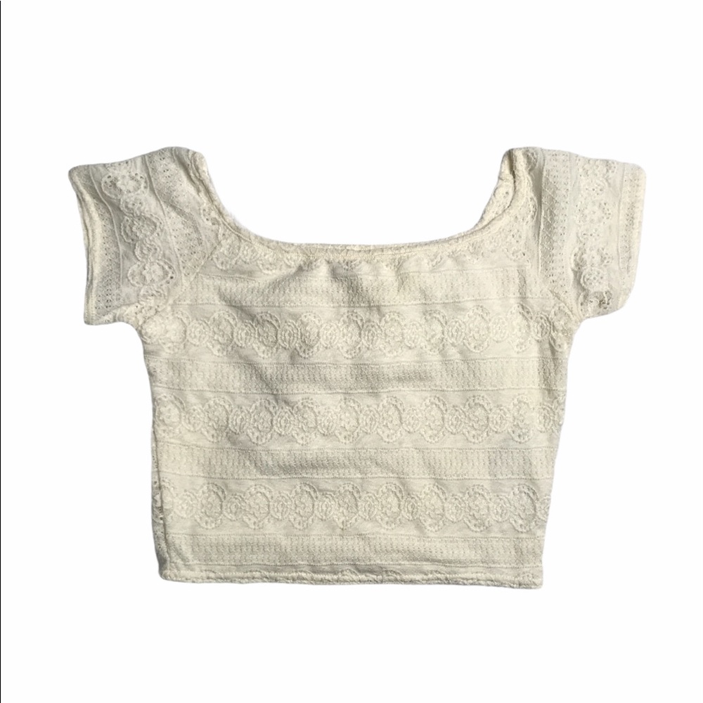 Large Hollister Cream Crochet Crop Top Cute Summer